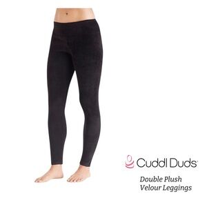 NWT Cuddl Duds Extra Large Double Plush Velour Leggings Black Cozy